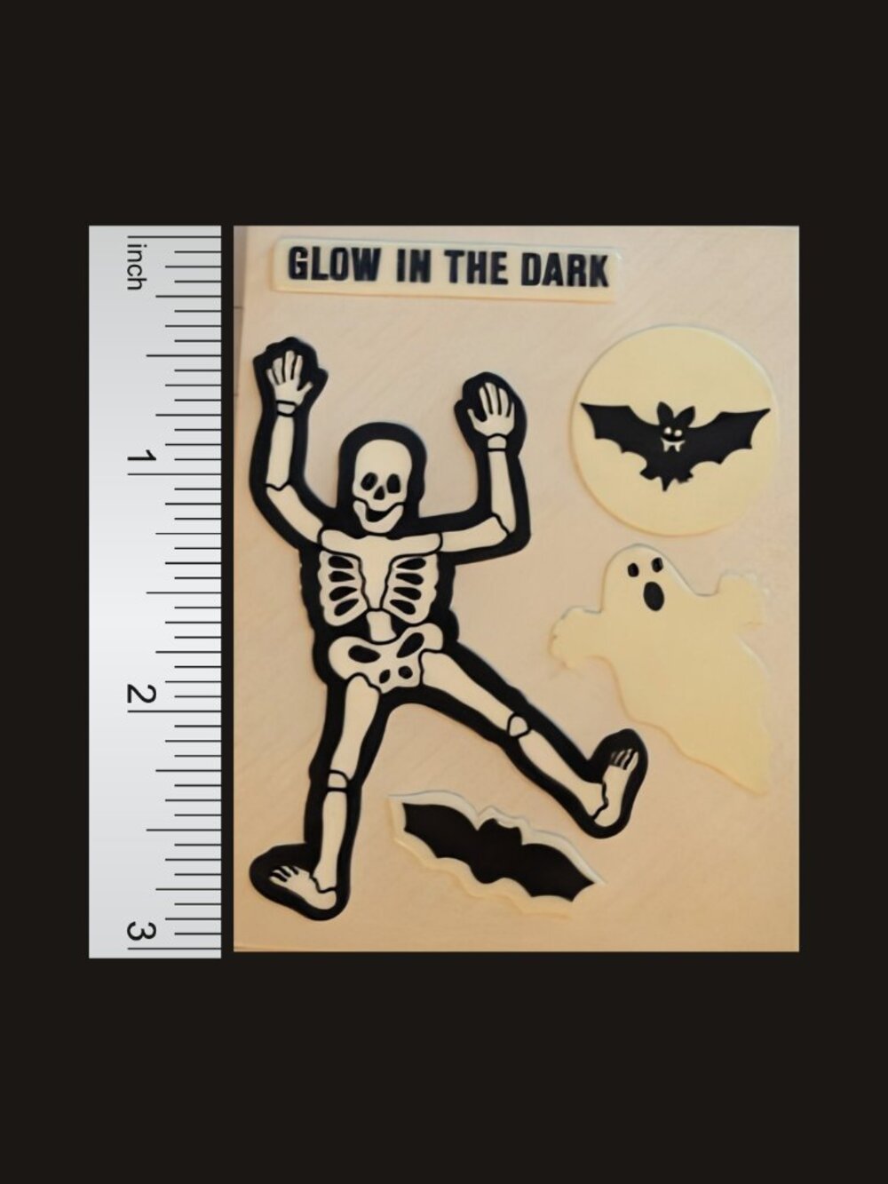Vintage 80s Used Sandylion Glow in the Dark Skeleton Halloween Stickers